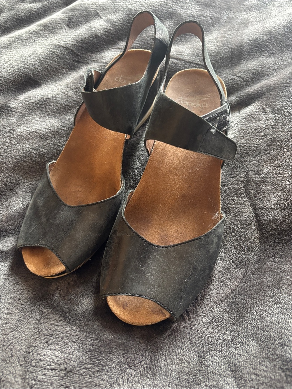 Dansko Black Open-Toe Slingback Sandals